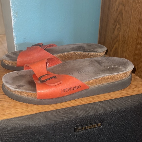 Mephisto | Red Leather Helen Sandals Size 37 preowned - Picture 2 of 4